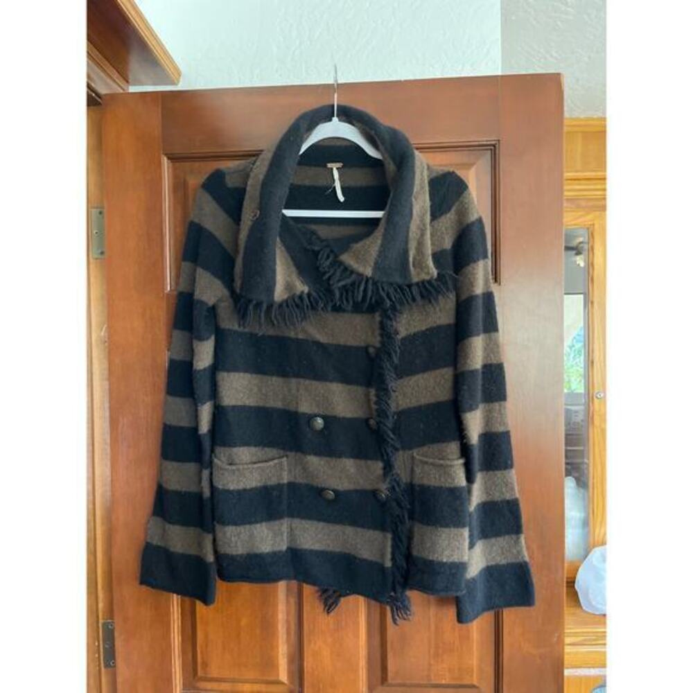Free People Striped fringe cardigan size L